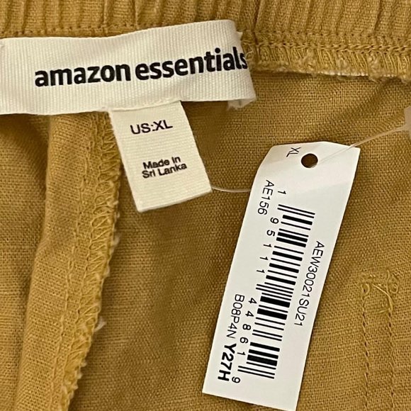 Amazon Essentials XL Gold Linen Blend Elastic Waist Shorts NEW WITH TAGS - Picture 4 of 9